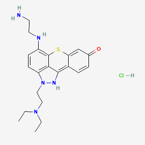 molecular formula C21H28ClN5OS B1199583 2(H)-[1]Benzothiopyrano[4,2-cd]indazol-8-ol, 5-[(2-amino-ethyl)amino]-2-[2-(diethylamino)ethyl]-, trihydrochloride 