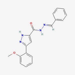 molecular formula C18H16N4O2 B11995972 3-(2-methoxyphenyl)-N'-[(E)-phenylmethylidene]-1H-pyrazole-5-carbohydrazide 