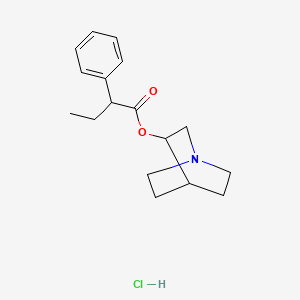 molecular formula C17H24ClNO2 B11995984 Butyric acid, 2-phenyl-, 3-quinuclidinyl ester, monohydrochloride CAS No. 80381-21-1
