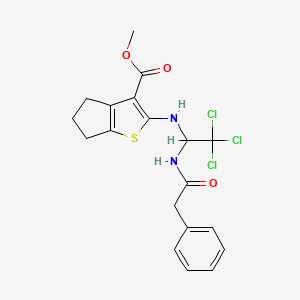 molecular formula C19H19Cl3N2O3S B11996045 methyl 2-({2,2,2-trichloro-1-[(phenylacetyl)amino]ethyl}amino)-5,6-dihydro-4H-cyclopenta[b]thiophene-3-carboxylate 