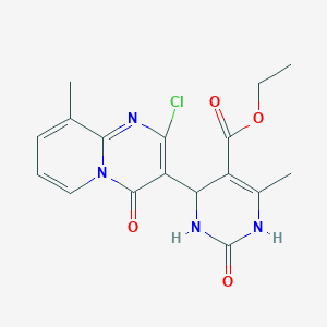molecular formula C17H17ClN4O4 B11996246 ethyl 4-(2-chloro-9-methyl-4-oxo-4H-pyrido[1,2-a]pyrimidin-3-yl)-6-methyl-2-oxo-1,2,3,4-tetrahydropyrimidine-5-carboxylate 