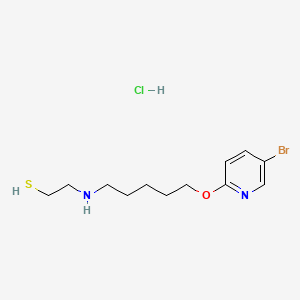 molecular formula C12H20BrClN2OS B11996290 Ethanethiol, 2-(5-(5-bromo-2-pyridyloxy)pentyl)amino-, hydrochloride CAS No. 41287-52-9