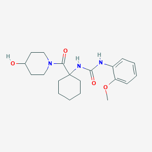molecular formula C20H29N3O4 B1199635 1-[1-[(4-Hydroxy-1-piperidinyl)-oxomethyl]cyclohexyl]-3-(2-methoxyphenyl)urea 