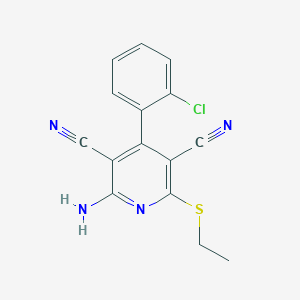 molecular formula C15H11ClN4S B1199638 2-Amino-4-(2-chlorophenyl)-6-(ethylthio)pyridine-3,5-dicarbonitrile 