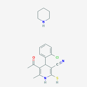 molecular formula C20H24ClN3OS B11996403 Piperidinium 5-AC-4-(2-chlorophenyl)-3-cyano-6-ME-1,4-dihydro-2-pyridinylsulfide 