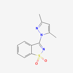 molecular formula C12H11N3O2S B1199642 3-(3,5-Dimethyl-1-pyrazolyl)-1,2-benzothiazole 1,1-dioxide 