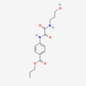 molecular formula C15H20N2O5 B11996576 Propyl 4-({[(3-hydroxypropyl)amino](oxo)acetyl}amino)benzoate 
