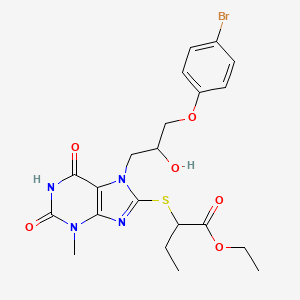 molecular formula C21H25BrN4O6S B11996863 ethyl 2-({7-[3-(4-bromophenoxy)-2-hydroxypropyl]-3-methyl-2,6-dioxo-2,3,6,7-tetrahydro-1H-purin-8-yl}sulfanyl)butanoate 