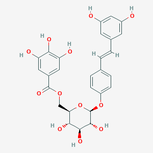 molecular formula C27H26O12 B119969 [(2R,3S,4S,5R,6S)-6-[4-[(E)-2-(3,5-dihydroxyphenyl)ethenyl]phenoxy]-3,4,5-trihydroxyoxan-2-yl]methyl 3,4,5-trihydroxybenzoate CAS No. 64898-03-9