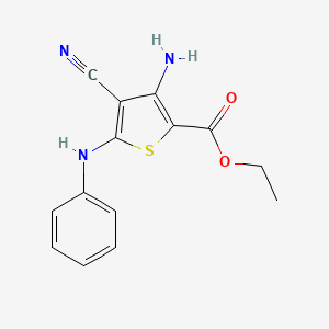 molecular formula C14H13N3O2S B11997215 Ethyl 3-amino-5-anilino-4-cyano-2-thiophenecarboxylate CAS No. 59615-90-6