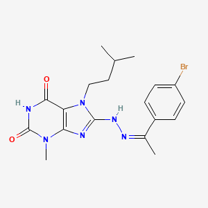 molecular formula C19H23BrN6O2 B11997317 8-{(2Z)-2-[1-(4-bromophenyl)ethylidene]hydrazino}-7-isopentyl-3-methyl-3,7-dihydro-1H-purine-2,6-dione 