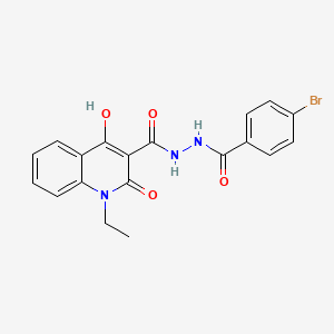 molecular formula C19H16BrN3O4 B11997383 N'-(4-bromobenzoyl)-1-ethyl-4-hydroxy-2-oxo-1,2-dihydro-3-quinolinecarbohydrazide 