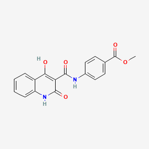 molecular formula C18H14N2O5 B11997386 Methyl 4-{[(4-hydroxy-2-oxo-1,2-dihydroquinolin-3-yl)carbonyl]amino}benzoate CAS No. 5811-91-6