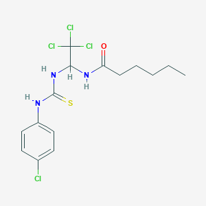 molecular formula C15H19Cl4N3OS B11997414 N-(2,2,2-trichloro-1-{[(4-chlorophenyl)carbamothioyl]amino}ethyl)hexanamide 