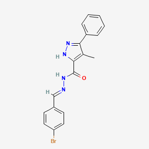 molecular formula C18H15BrN4O B11997615 N'-[(E)-(4-bromophenyl)methylidene]-4-methyl-3-phenyl-1H-pyrazole-5-carbohydrazide 