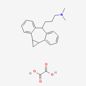 molecular formula C23H27NO4 B1199770 N,N-Dimethyl-3-(11-tetracyclo[10.4.0.02,4.05,10]hexadeca-1(16),5,7,9,12,14-hexaenyl)propan-1-amine;oxalic acid CAS No. 34252-81-8