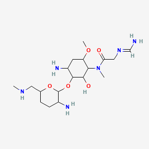 N-[4-amino-3-[3-amino-6-(methylaminomethyl)oxan-2-yl]oxy-2-hydroxy-6-methoxycyclohexyl]-2-(aminomethylideneamino)-N-methylacetamide