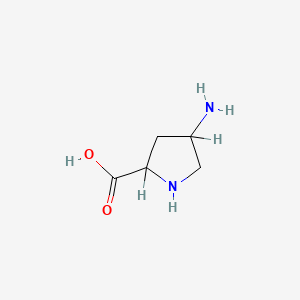 molecular formula C5H10N2O2 B1199798 4-Aminopyrrolidine-2-carboxylic acid CAS No. 99146-69-7