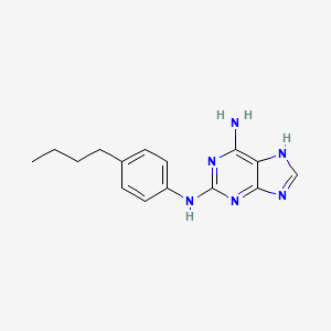 molecular formula C15H18N6 B1199810 6-Amino-2-((4-butylphenyl)amino)-9H-purine CAS No. 99304-81-1