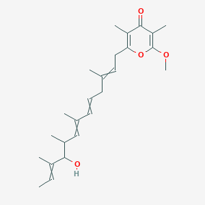 molecular formula C25H36O4 B1199833 2-(10-Hydroxy-3,7,9,11-tetramethyltrideca-2,5,7,11-tetraen-1-yl)-6-methoxy-3,5-dimethyl-4H-pyran-4-one 