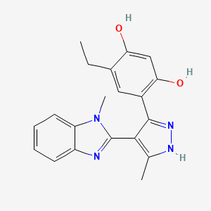 4-ethyl-6-[3-methyl-4-(1-methyl-1H-benzimidazol-2-yl)-1H-pyrazol-5-yl]benzene-1,3-diol