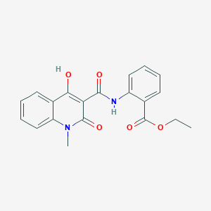 molecular formula C20H18N2O5 B11998516 Ethyl 2-{[(4-hydroxy-1-methyl-2-oxo-1,2-dihydroquinolin-3-yl)carbonyl]amino}benzoate 