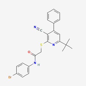 molecular formula C24H22BrN3OS B11998673 N-(4-bromophenyl)-2-[(6-tert-butyl-3-cyano-4-phenylpyridin-2-yl)sulfanyl]acetamide 