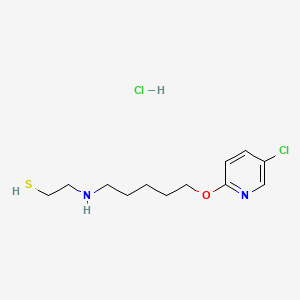 molecular formula C12H20Cl2N2OS B11998732 Ethanethiol, 2-(5-(5-chloro-2-pyridyloxy)pentyl)amino-, hydrochloride CAS No. 41287-54-1