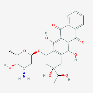 molecular formula C26H29NO9 B1199876 3,5,12-Trihydroxy-3-(1-hydroxyethyl)-6,11-dioxo-1,2,3,4,6,11-hexahydrotetracen-1-yl 3-amino-2,3,6-trideoxyhexopyranoside 
