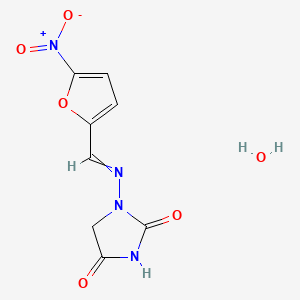 molecular formula C8H8N4O6 B1199881 1-((5-Nitrofurfurylidene)amino)hydantoin monohydrate 
