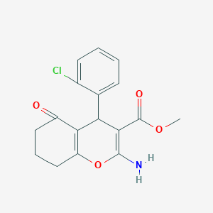 molecular formula C17H16ClNO4 B11998859 methyl 2-amino-4-(2-chlorophenyl)-5-oxo-5,6,7,8-tetrahydro-4H-chromene-3-carboxylate 