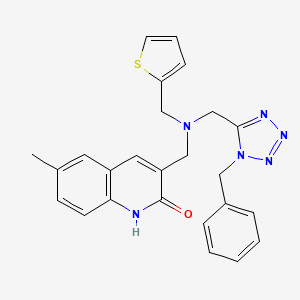 molecular formula C25H24N6OS B1199903 6-methyl-3-[[[1-(phenylmethyl)-5-tetrazolyl]methyl-(thiophen-2-ylmethyl)amino]methyl]-1H-quinolin-2-one 