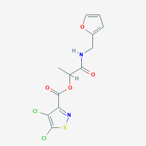 molecular formula C12H10Cl2N2O4S B1199905 4,5-Dichloro-3-isothiazolecarboxylic acid [1-(2-furanylmethylamino)-1-oxopropan-2-yl] ester 