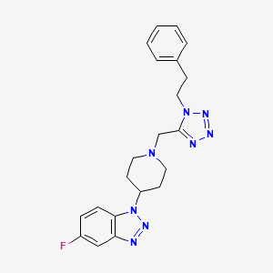 molecular formula C21H23FN8 B1199906 5-Fluoro-1-[1-[[1-(2-phenylethyl)-5-tetrazolyl]methyl]-4-piperidinyl]benzotriazole 