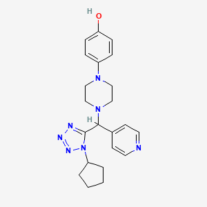 molecular formula C22H27N7O B1199908 4-[4-[(1-Cyclopentyl-5-tetrazolyl)-pyridin-4-ylmethyl]-1-piperazinyl]phenol 