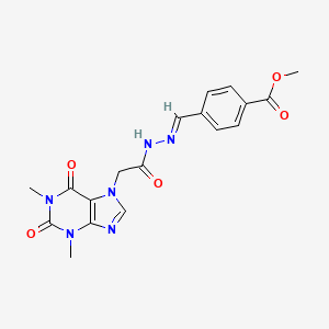 molecular formula C18H18N6O5 B11999174 methyl 4-[(E)-{2-[(1,3-dimethyl-2,6-dioxo-1,2,3,6-tetrahydro-7H-purin-7-yl)acetyl]hydrazinylidene}methyl]benzoate 