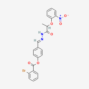 molecular formula C23H18BrN3O6 B11999233 4-(2-(2-(2-Nitrophenoxy)propanoyl)carbohydrazonoyl)phenyl 2-bromobenzoate CAS No. 765288-14-0