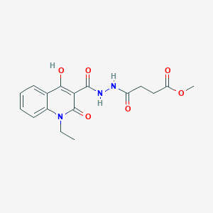 molecular formula C17H19N3O6 B11999247 Methyl 4-{2-[(1-ethyl-4-hydroxy-2-oxo-1,2-dihydro-3-quinolinyl)carbonyl]hydrazino}-4-oxobutanoate 