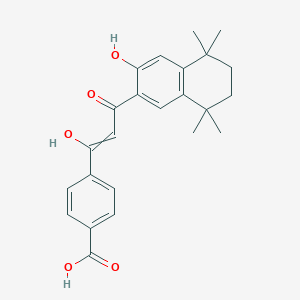 molecular formula C24H26O5 B1199926 4-[1-Hydroxy-3-(3-hydroxy-5,5,8,8-tetramethyl-6,7-dihydronaphthalen-2-yl)-3-oxoprop-1-enyl]benzoic acid 