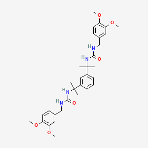 molecular formula C32H42N4O6 B11999317 N-(3,4-Dimethoxybenzyl)-N'-(1-{3-[1-({[(3,4-dimethoxybenzyl)amino]carbonyl}amino)-1-methylethyl]phenyl}-1-methylethyl)urea 