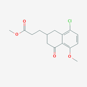 molecular formula C15H17ClO4 B11999482 Methyl 3-(8-chloro-5-methoxy-4-oxo-1,2,3,4-tetrahydronaphthalen-2-yl)propanoate CAS No. 792-43-8