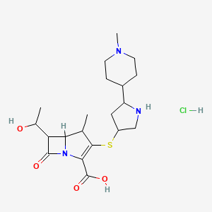 6-(1-Hydroxyethyl)-4-methyl-3-[5-(1-methylpiperidin-4-yl)pyrrolidin-3-yl]sulfanyl-7-oxo-1-azabicyclo[3.2.0]hept-2-ene-2-carboxylic acid;hydrochloride