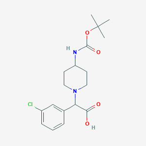 molecular formula C18H25ClN2O4 B11999719 [4-[(Tert-butoxycarbonyl)amino]-1-piperidinyl](3-chlorophenyl)acetic acid 