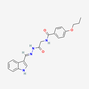 molecular formula C21H22N4O3 B11999732 N-(2-(2-((1H-Indol-3-yl)methylene)hydrazinyl)-2-oxoethyl)-4-propoxybenzamide CAS No. 765907-45-7