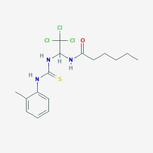 molecular formula C16H22Cl3N3OS B12000003 N-(2,2,2-trichloro-1-{[(2-methylphenyl)carbamothioyl]amino}ethyl)hexanamide 