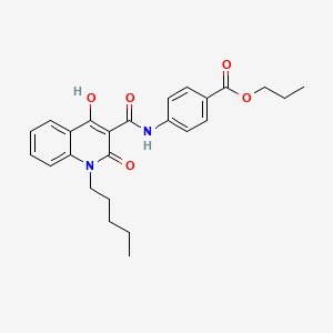 molecular formula C25H28N2O5 B12000056 Propyl 4-{[(4-hydroxy-2-oxo-1-pentyl-1,2-dihydroquinolin-3-yl)carbonyl]amino}benzoate 