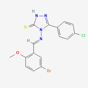 molecular formula C16H12BrClN4OS B12000067 4-{[(E)-(5-bromo-2-methoxyphenyl)methylidene]amino}-5-(4-chlorophenyl)-4H-1,2,4-triazole-3-thiol 