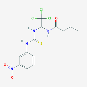 molecular formula C13H15Cl3N4O3S B12000070 N-(2,2,2-trichloro-1-{[(3-nitrophenyl)carbamothioyl]amino}ethyl)butanamide 