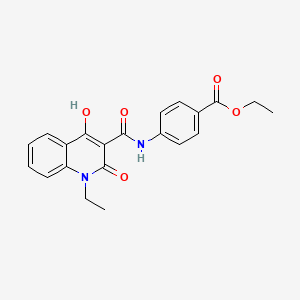 molecular formula C21H20N2O5 B12000106 Ethyl 4-{[(1-ethyl-4-hydroxy-2-oxo-1,2-dihydroquinolin-3-yl)carbonyl]amino}benzoate 