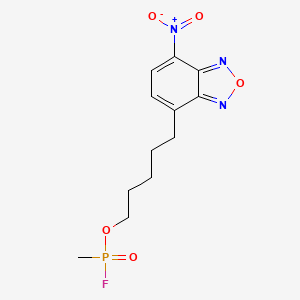 molecular formula C12H15FN3O5P B1200017 Phosphonofluoridic acid, methyl-, 5-(7-nitro-4-benzofurazanyl)pentyl ester CAS No. 92457-51-7